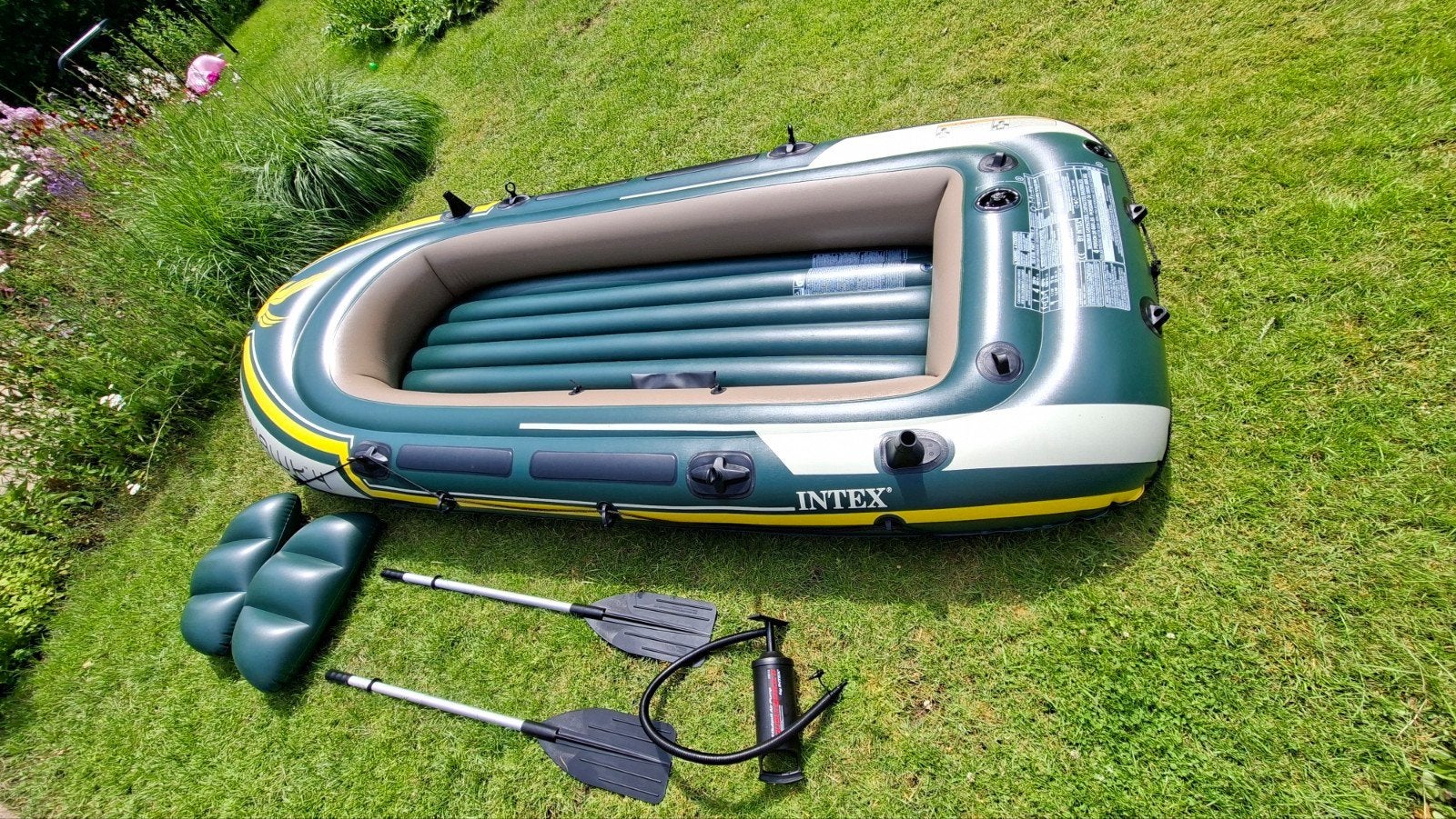 Intex Seahawk 4 zwemboot met peddels en pomp, Ophalen, Zo goed als nieuw