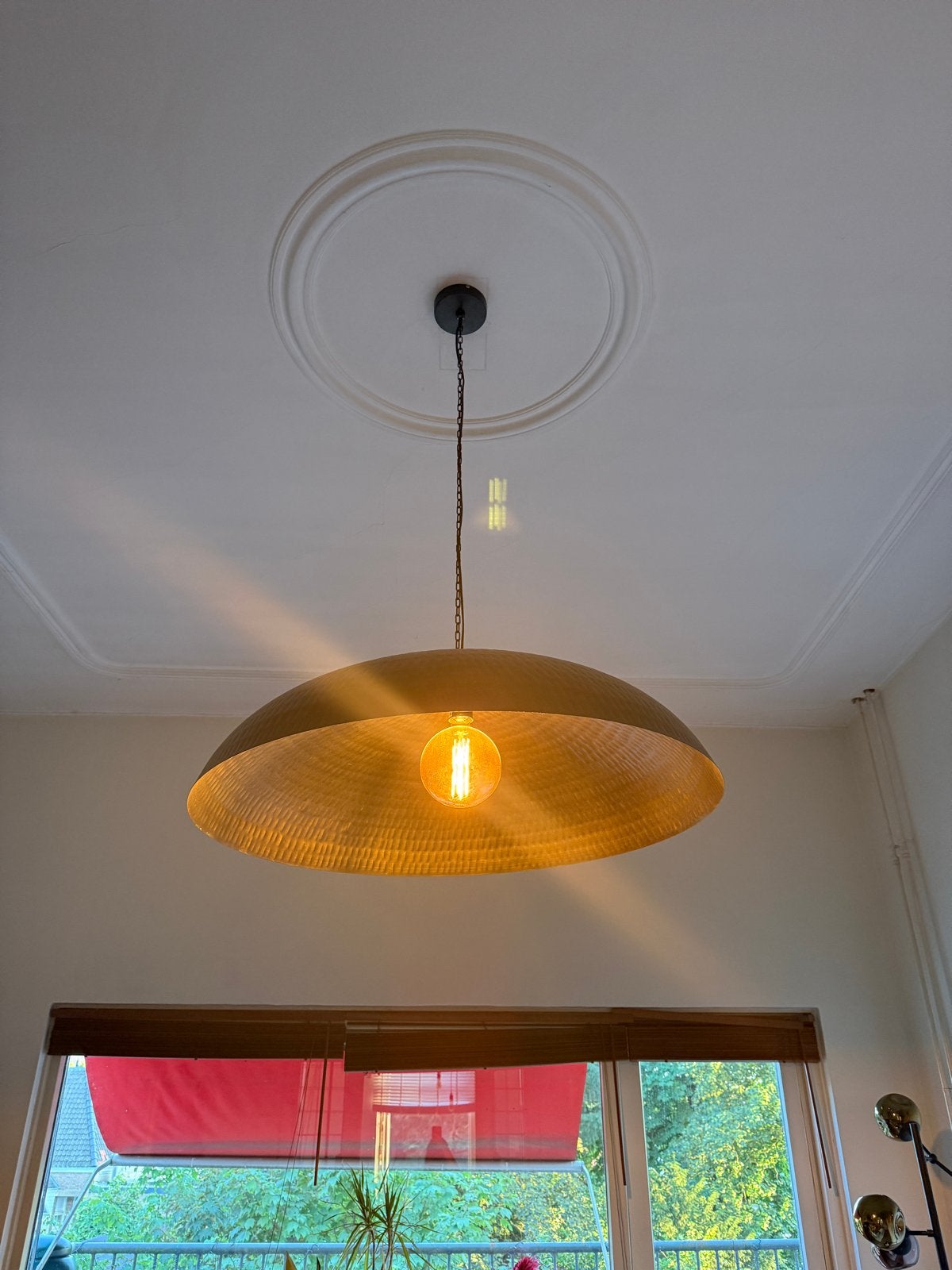 Grote industriële hanglamp  Koper (diameter 90cm), Ophalen, Zo goed als nieuw, Metaal, E27 (groot)