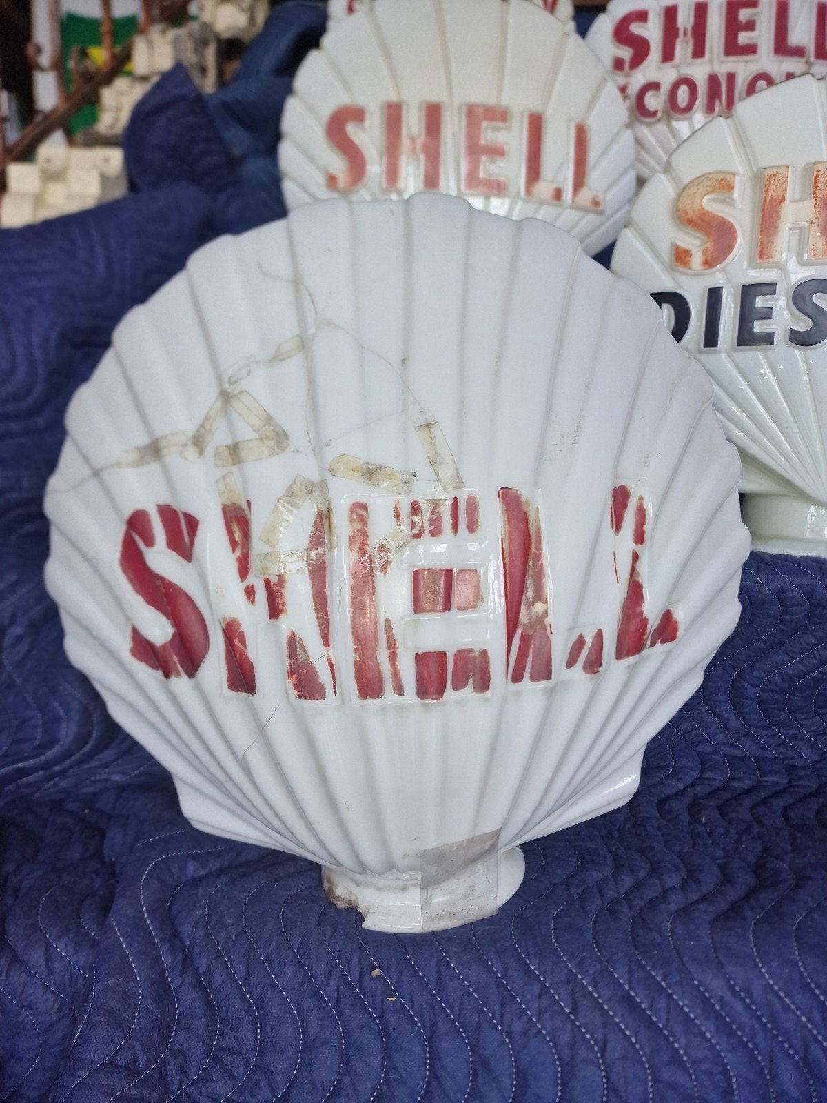 originele oude shell globes uit de 30/50 jaren, Ophalen, Gebruikt, Lichtbak of (neon) lamp