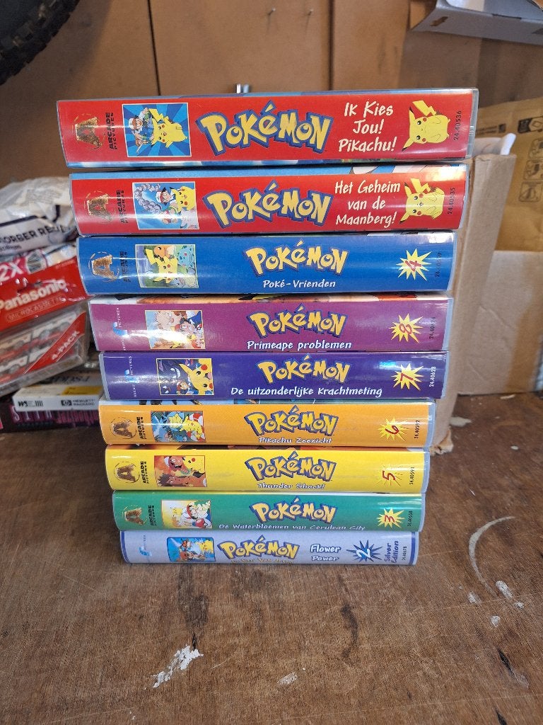 Vintage 9x VHS Nintendo Pokemon Nederlands gesproken, Alle leeftijden, Ophalen of Verzenden, Zo goed als nieuw, Overige genres