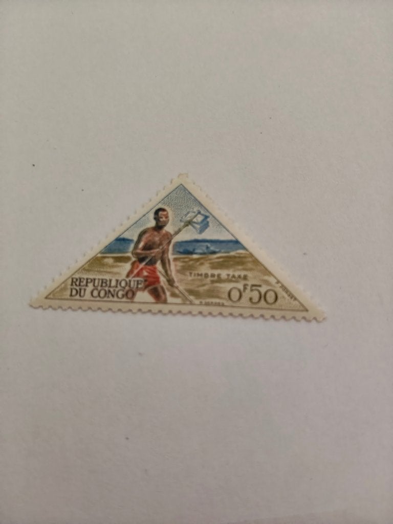 8491 congo driehoekszegels strafport postbode 1961, Postzegels en Munten, Verzenden, Overige landen