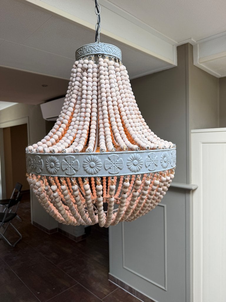 Hanglamp houten kralen, Ophalen, Gebruikt, Hout