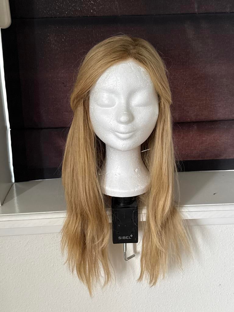 Mooie pruik van echt haar, 9 maanden gedragen, Ophalen of Verzenden, Zo goed als nieuw, Pruik of Haarverlenging