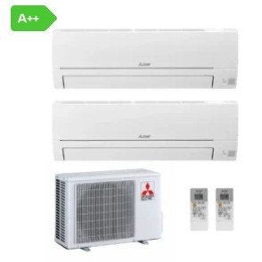 Mitsubishi Electric Duo Split 2x 2,5 kW Airco Set WiFi, Ophalen, Koelen en Ontvochtigen, Timer, Nieuw