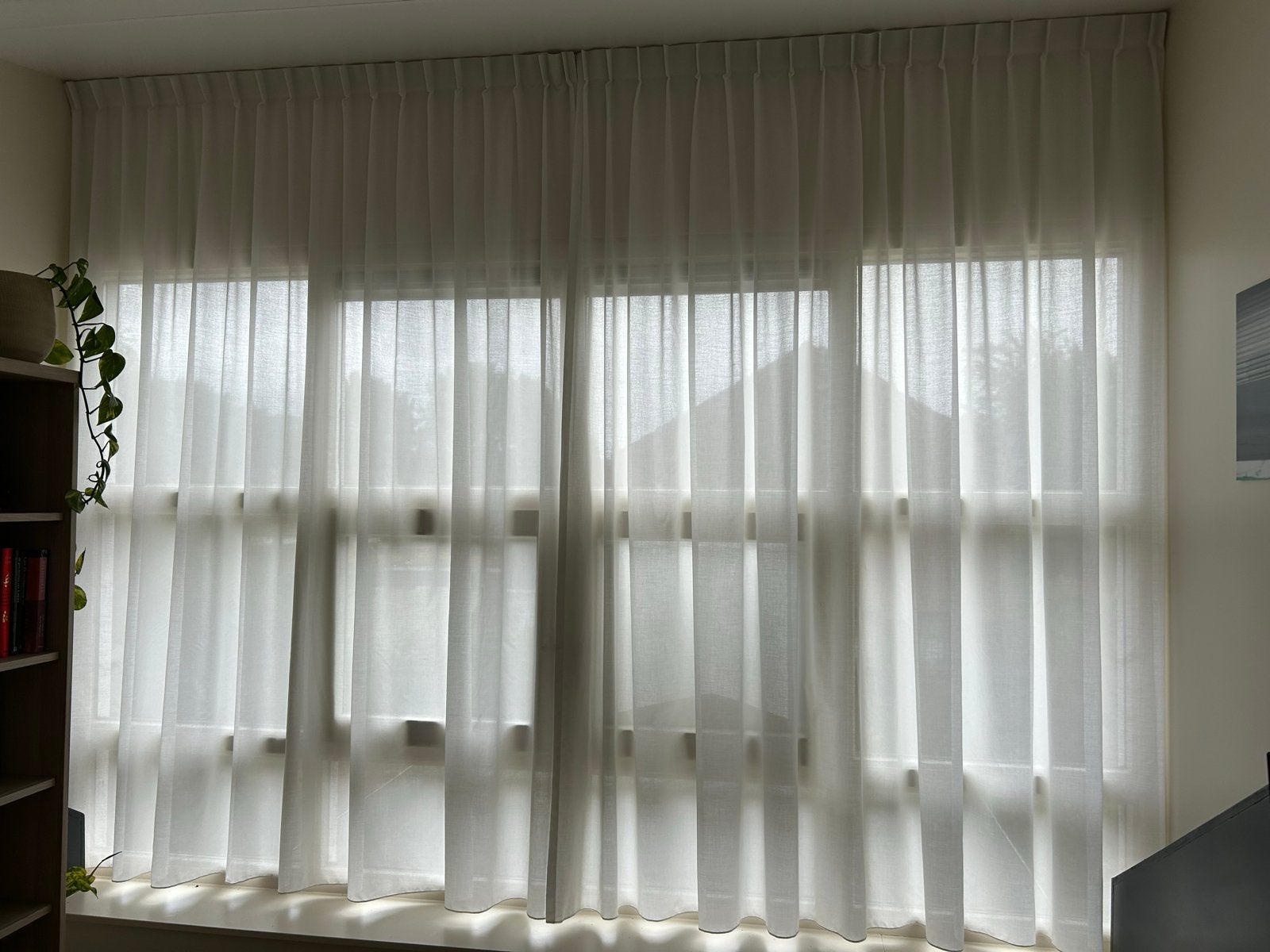 Lichtdoorlatende witte vitrage, Huis en Inrichting, Ophalen, Vitrage, Gebruikt, Wit
