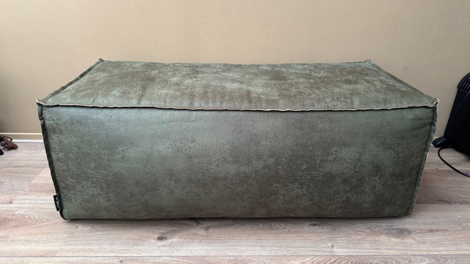 BePureHome Rodeo Poef. Olijf groen. Leer, Ophalen, Zo goed als nieuw, 100 tot 125 cm, Rechthoekig