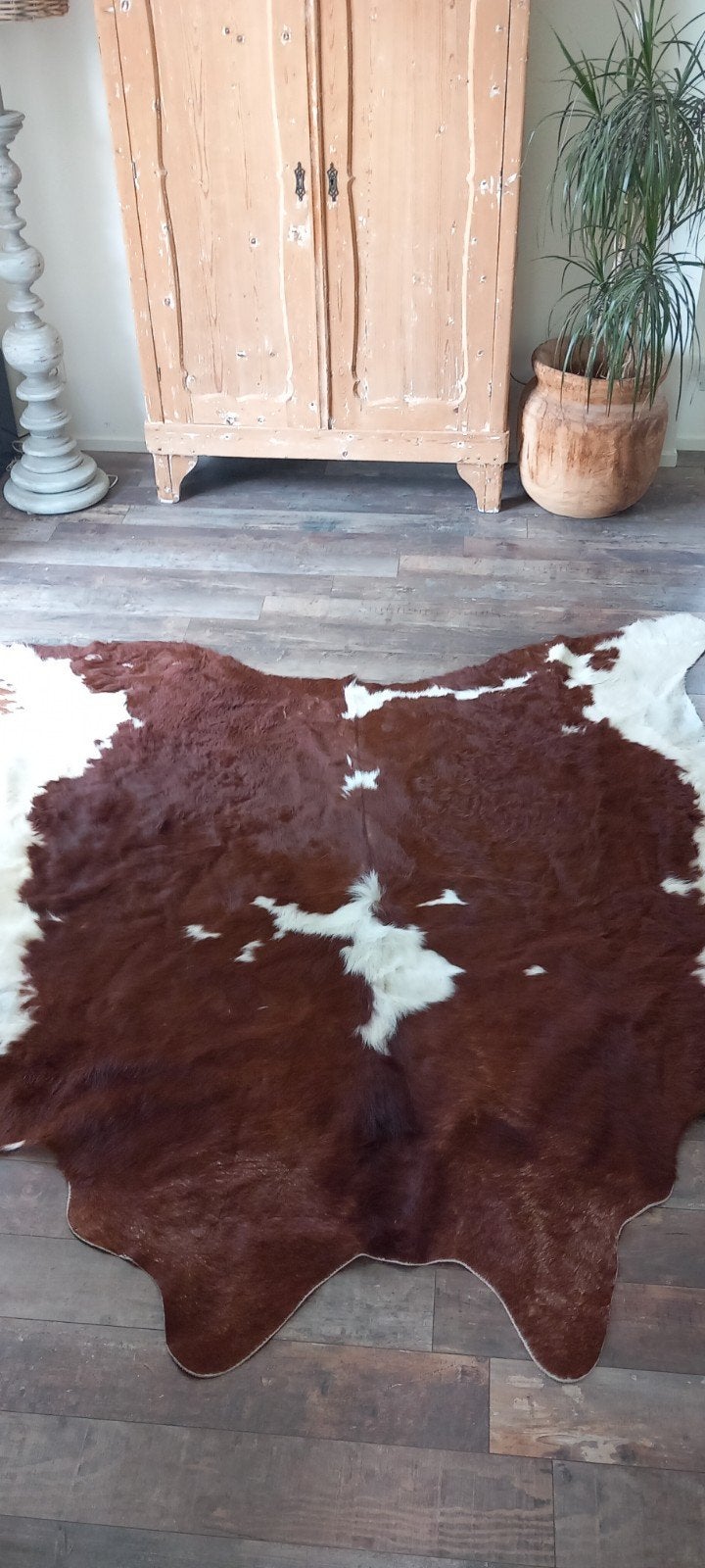 Koeienhuid vloerkleed, Ophalen, Bruin, 150 tot 200 cm, 200 cm of meer