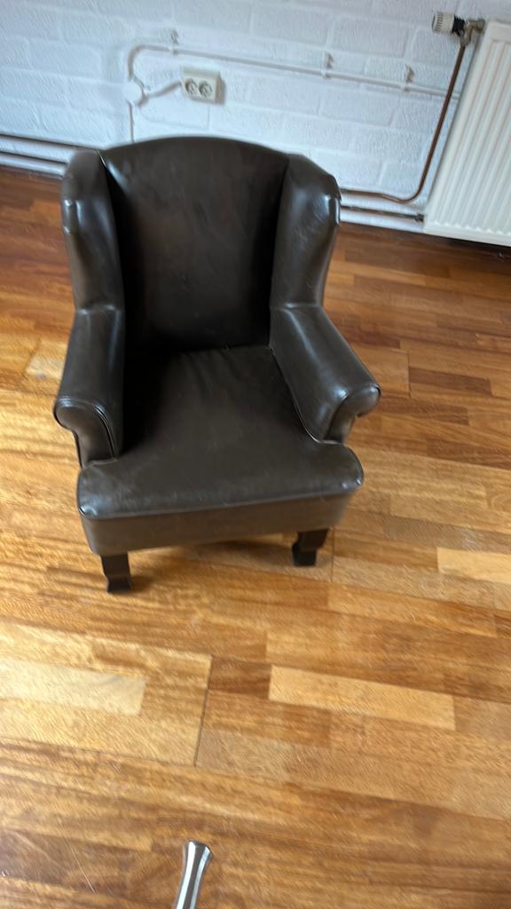 Kidsmill fauteuil - Bruin leren kinderstoel, Ophalen, Zo goed als nieuw, Stoel(en)