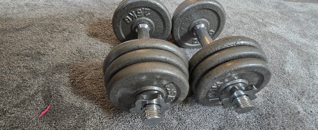 Dumbbel set 2x 15kg, Ophalen, Zo goed als nieuw, Rug, Dumbbell
