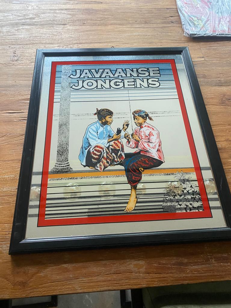 Javaanse jongens spiegel, Ophalen of Verzenden, Zo goed als nieuw, Reclamebord