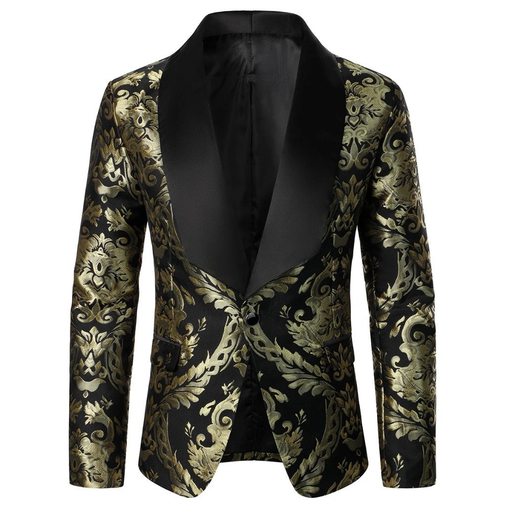 Heren zwart goud colbert zwarte gouden blazer jasje barok, Verzenden, Nieuw, Overige maten, Meerkleurig