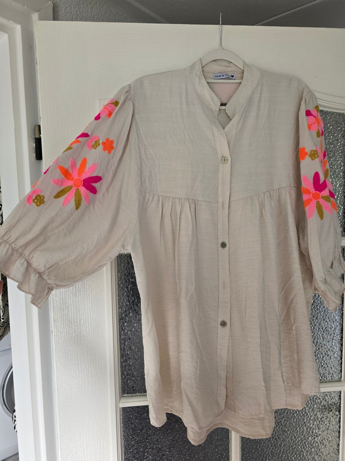 nieuw blouse beige borduursel 40 42 44 46, Ophalen of Verzenden, Nieuw, Maat 42/44 (L), Beige