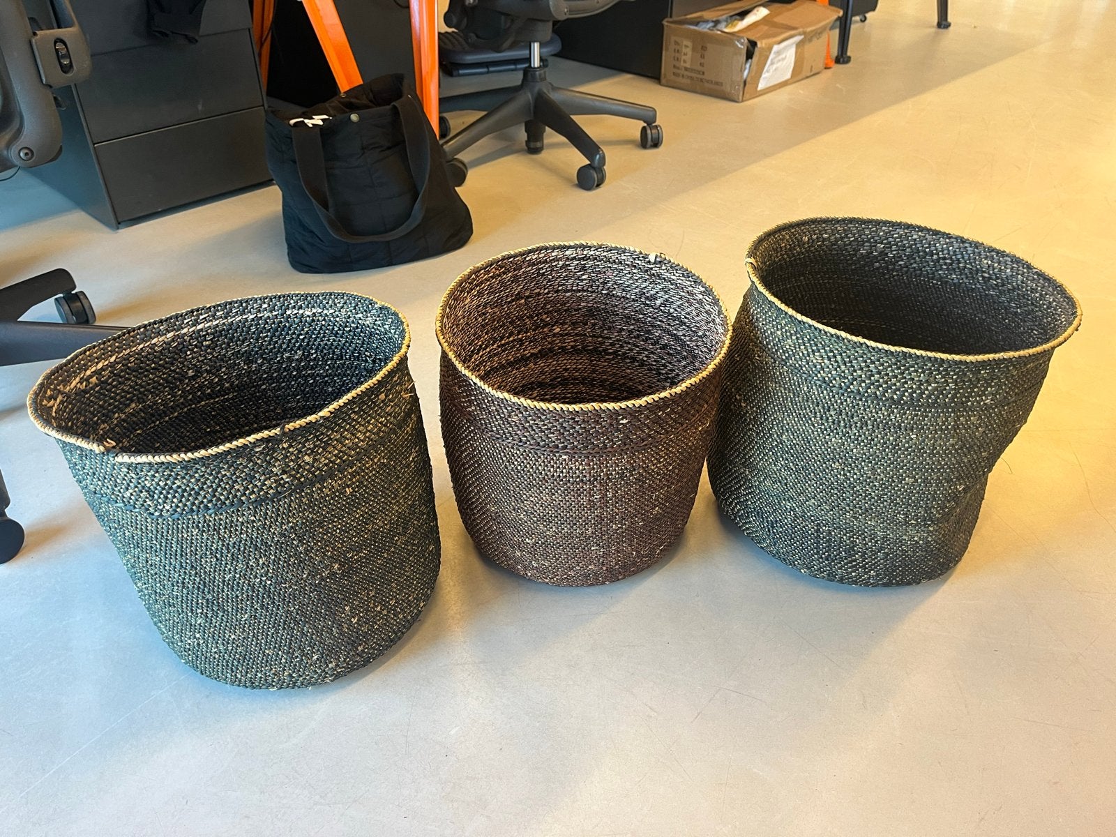 Set van 3 HK Living manden voor opbergen en decoratie, Ophalen, Gevlochten, Mand, Rond