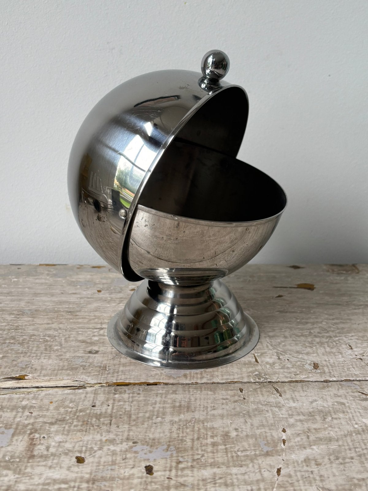 Vintage Winco Suikerpot/Snoeppot van RVS met roldeksel, Ophalen of Verzenden, Gebruikt, Metaal, Zilver