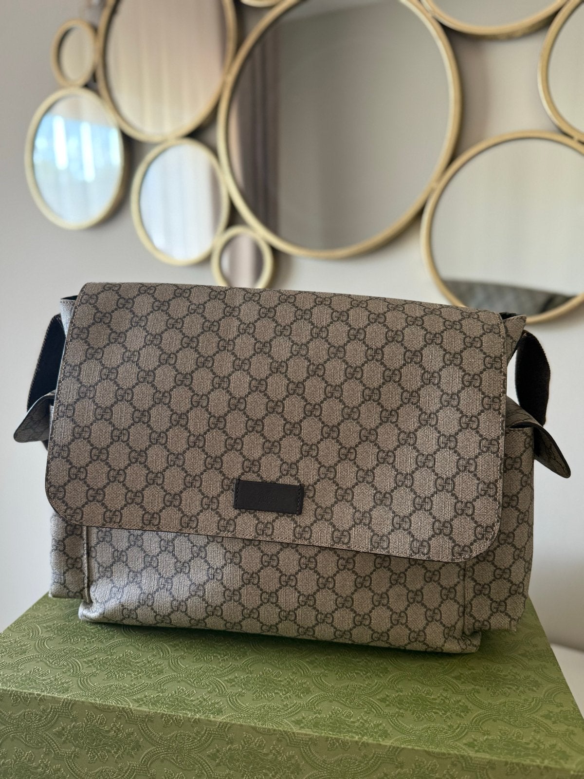 Gucci luiertas origineel met verschoonmat/bon, Bruin, Gucci, Extra vakken, Zo goed als nieuw