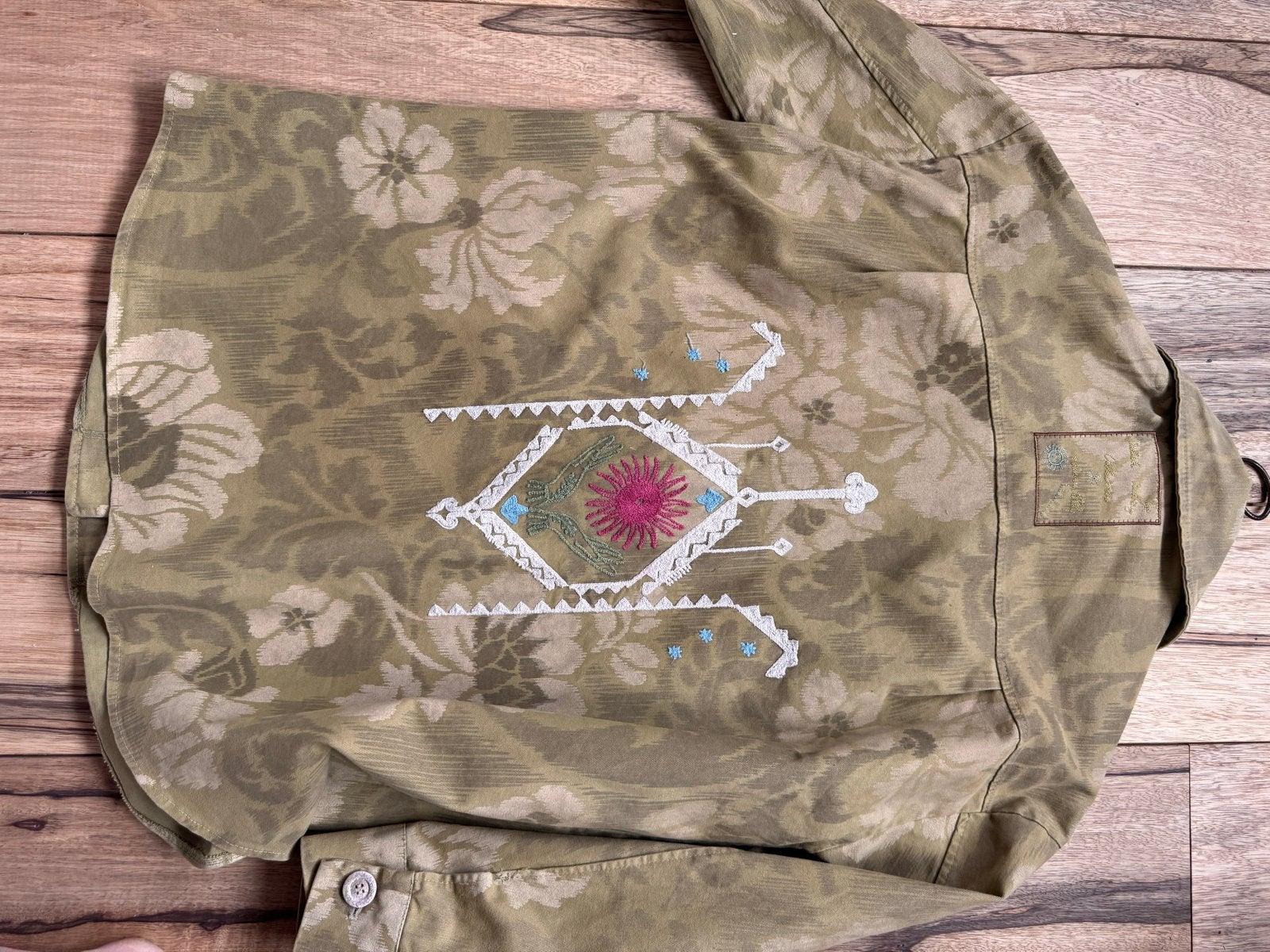 Johanna Paris Boho Western Oversized Geborduurd Jasje, Ophalen of Verzenden, Gedragen, Maat 42/44 (L), Groen