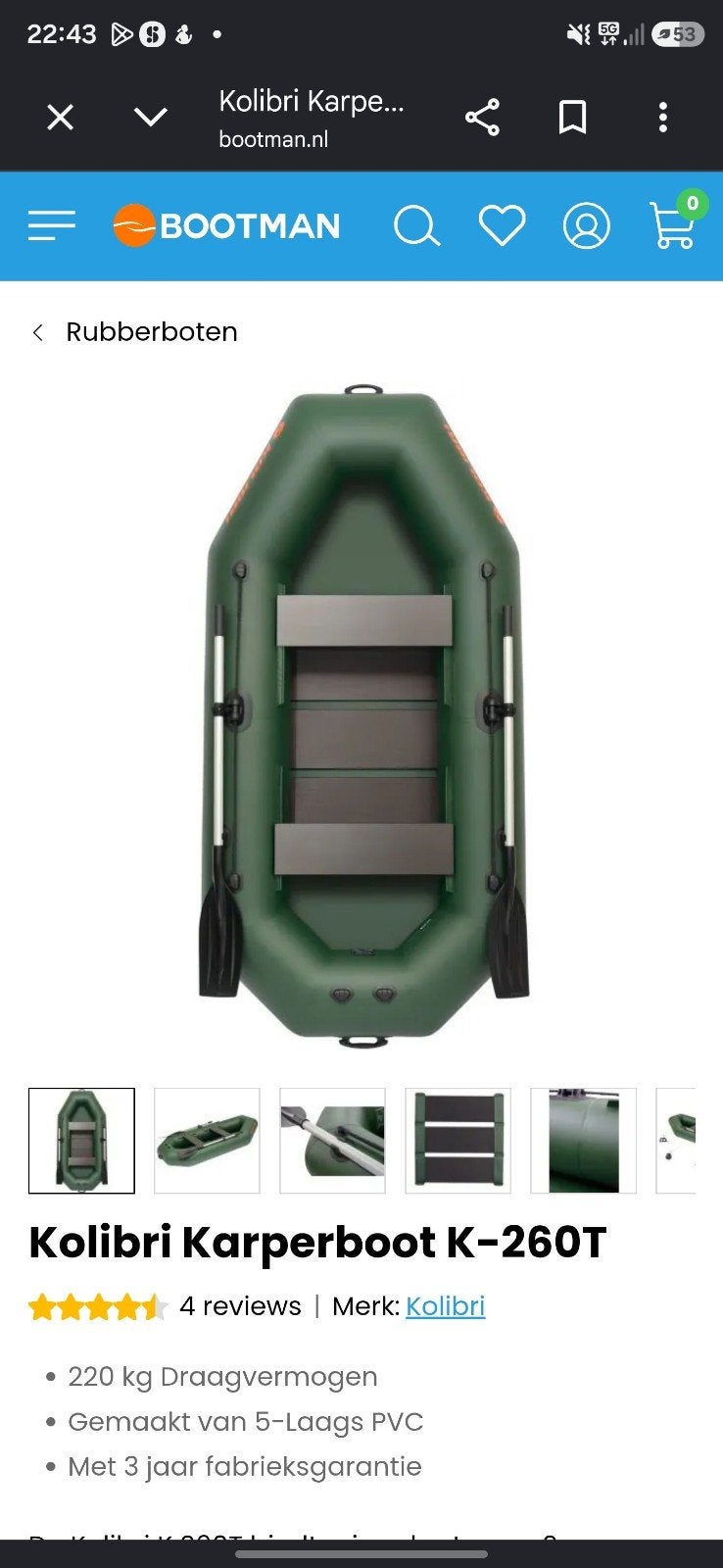 Kolibri k_260T Boot, Ophalen of Verzenden, Zo goed als nieuw, Eén persoon, Overige typen