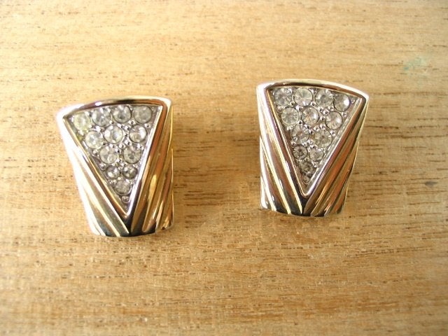 Vintage jaren 80 oorclips goudkleurig met strass, Sieraden, Tassen en Uiterlijk, Oorbellen, Overige materialen, Verzenden, Goud