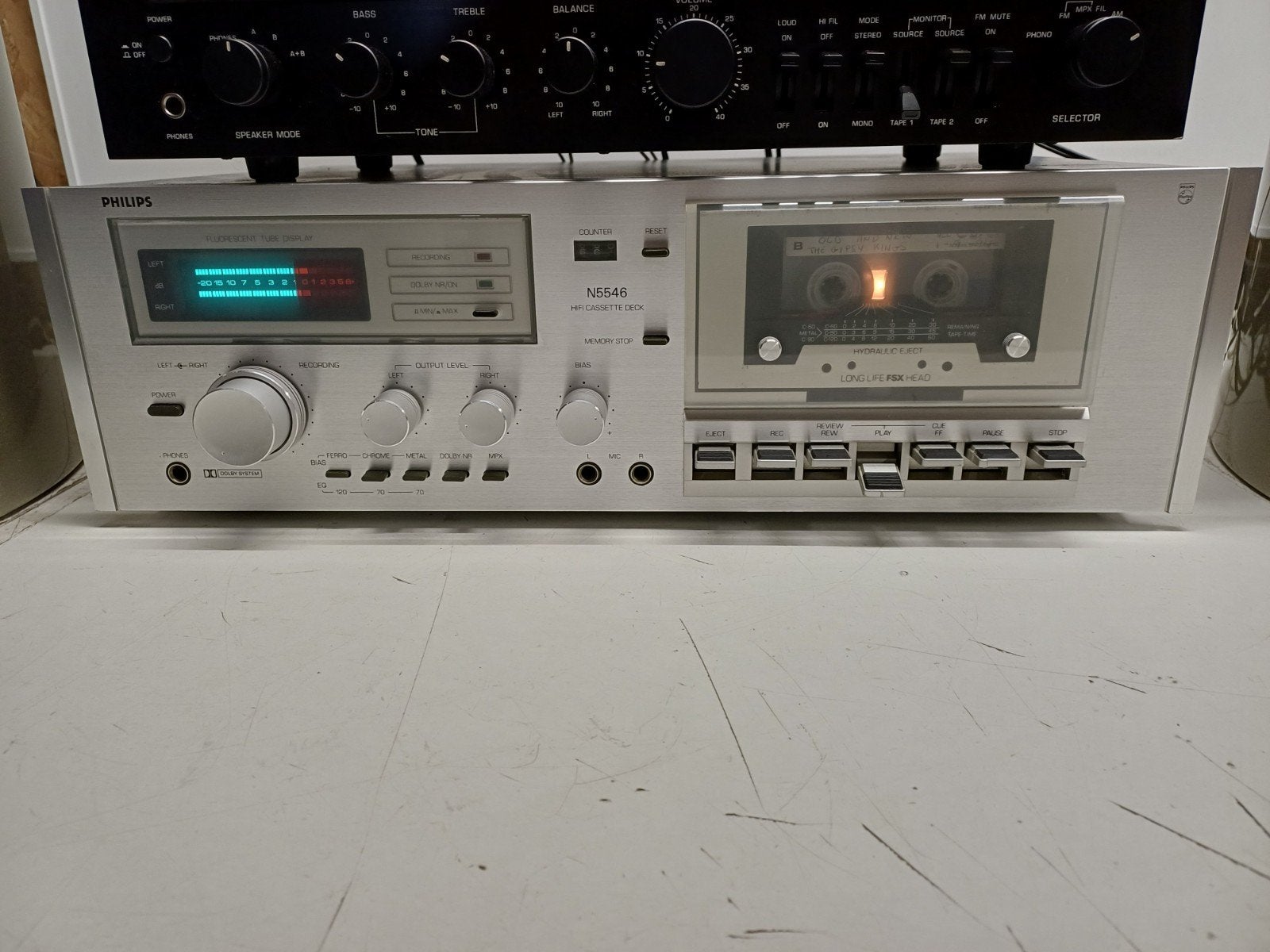 Philips N5546 Hifi Cassettedeck - Zeldzaam & Perfect Werkend, Ophalen of Verzenden, Enkel, Philips, Tape counter