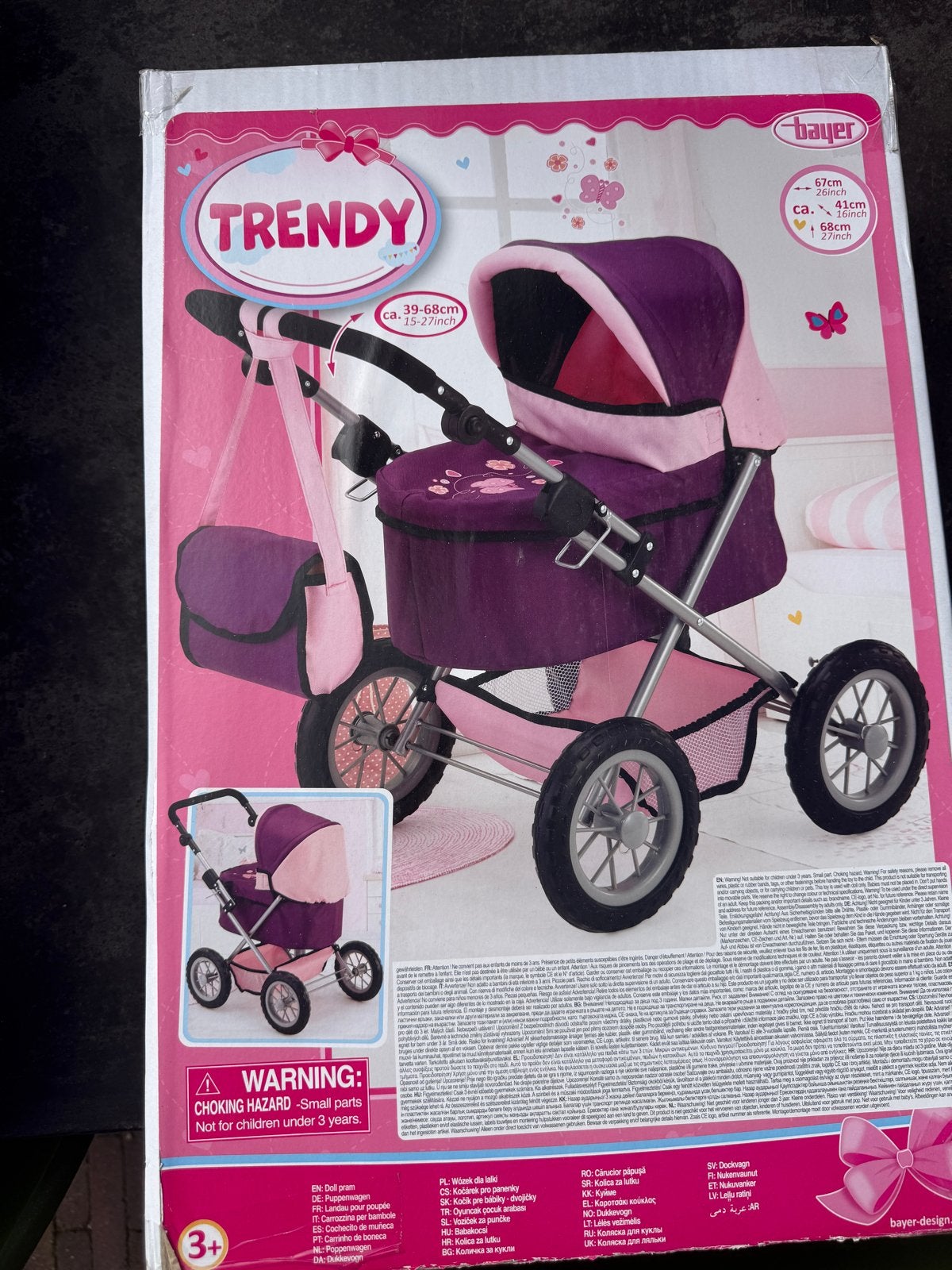 Bayer Trendy Poppenwagen - Roze/Paars, ., Overige typen, Nieuw, Ophalen of Verzenden