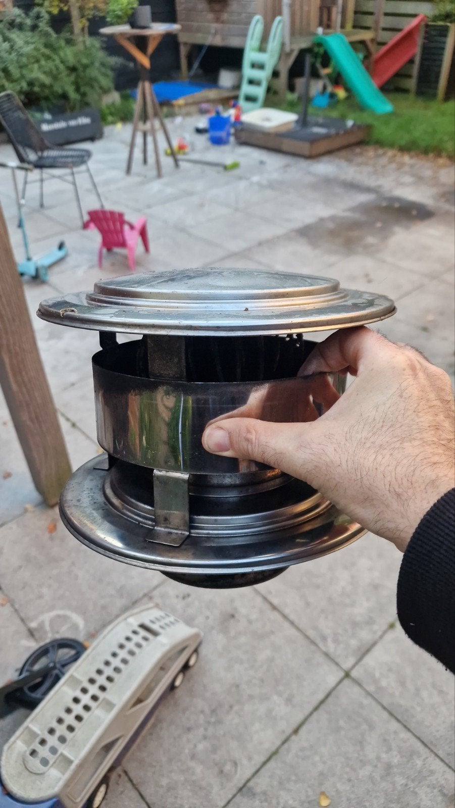 RVS schoorsteenkap / regenkap, gebruikt, zo goed als nieuw, Doe-het-zelf en Verbouw, Ophalen of Verzenden, Zo goed als nieuw