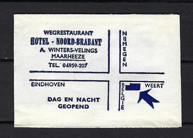 1020 Maarheeze wegrestaurant HOTEL NOORD-BRABANT, Ophalen of Verzenden, Nederland