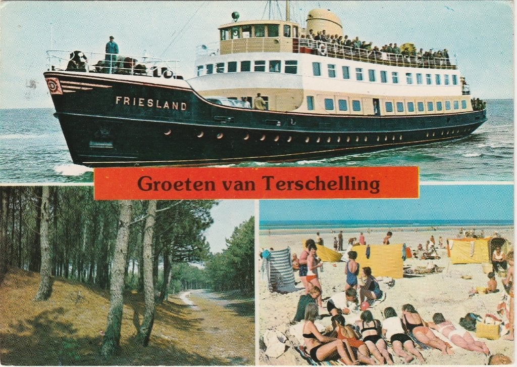 TERSCHELLING Veerboot Longway Strand Groeten, Verzenden, 1960 tot 1980, Gelopen, Waddeneilanden