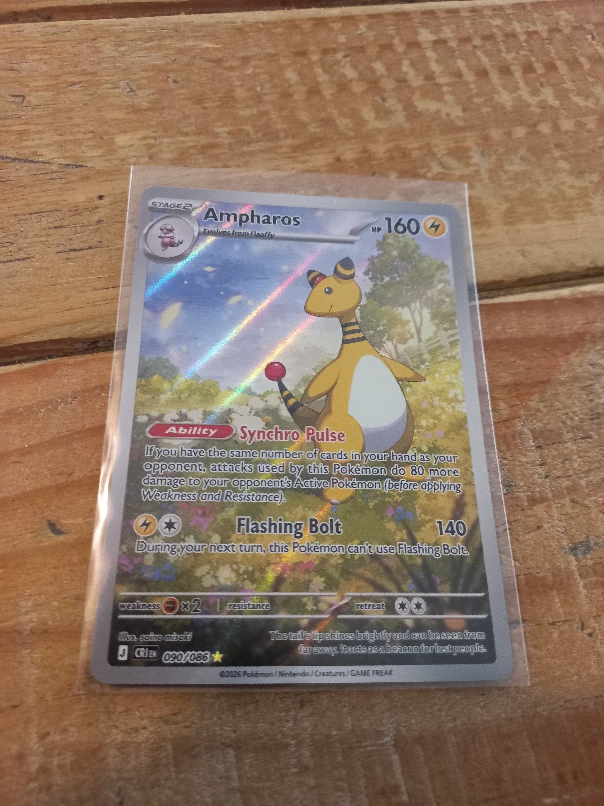 Ampharos 90, Ophalen of Verzenden, Zo goed als nieuw, Losse kaart, Foil