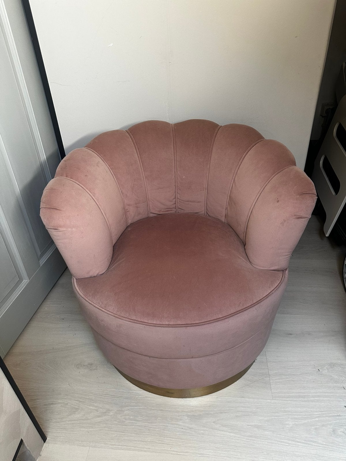 Roze velvet draaifauteuil, Ophalen, Zo goed als nieuw, 75 tot 100 cm