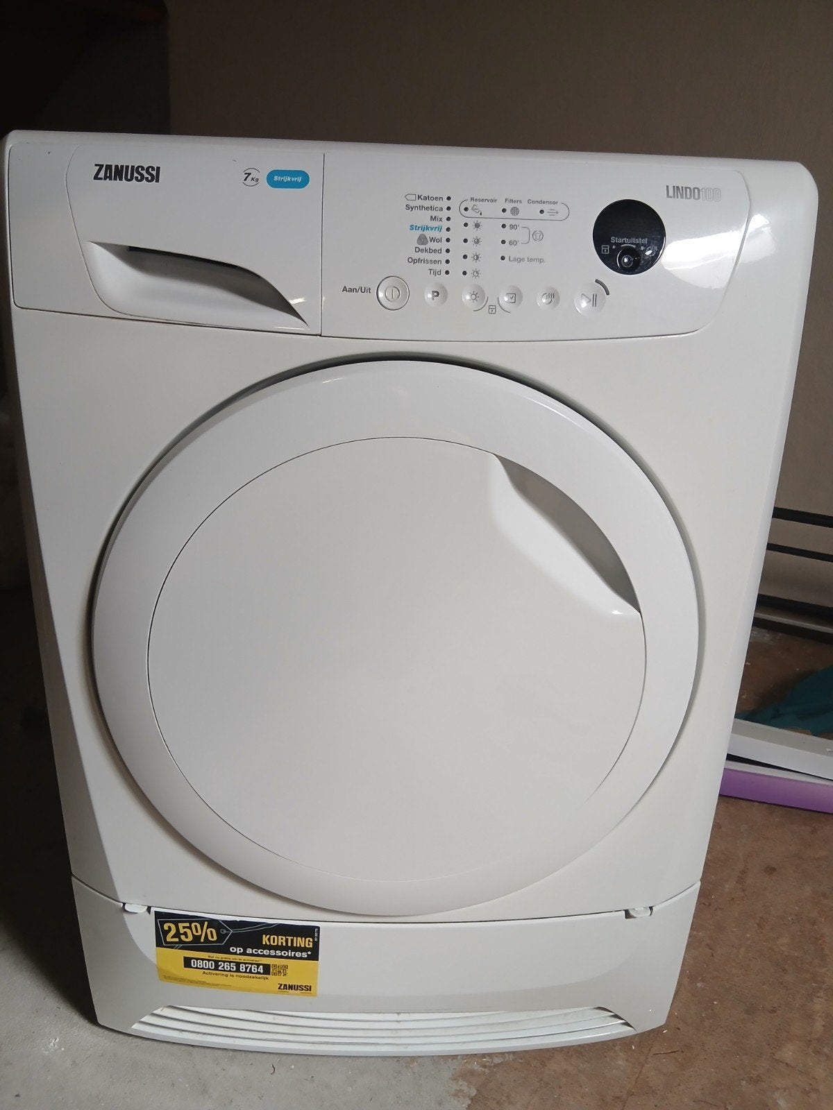 Zanussi Lindo 100 Wasdroger - 7 kg inhoud, Witgoed en Apparatuur, Ophalen, 6 tot 8 kg, Gebruikt, Luchtafvoer