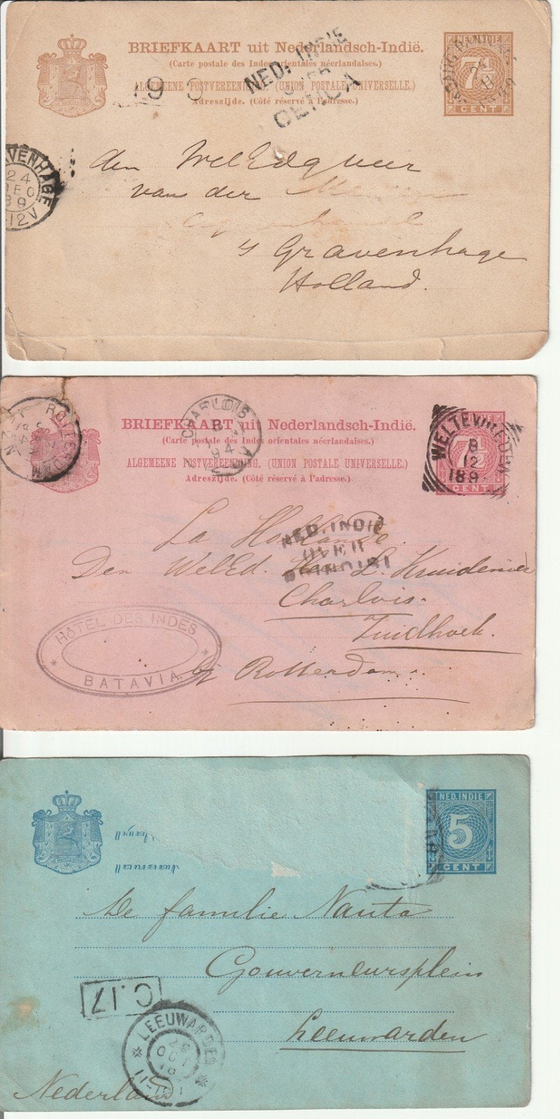 Set 3 oude briefkaarten Nederlands Indië, Ophalen of Verzenden, Briefkaart