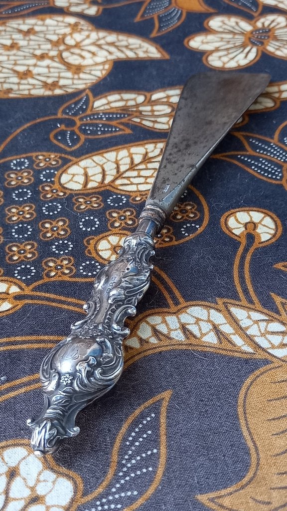 Mooie antieke schoenlepel uit Engeland van zilver 22,5 cm., Ophalen of Verzenden, Zilver