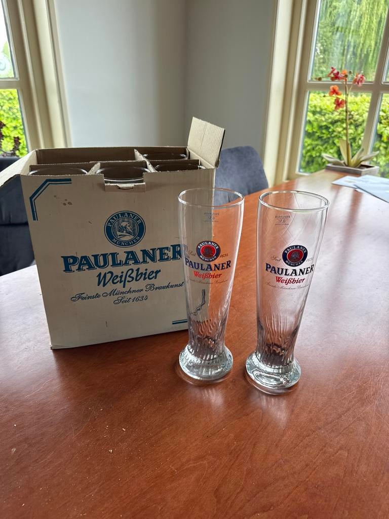 Paulaner Weissbier glazen set - Nieuw in doos, Nieuw, Ophalen of Verzenden, Meerkleurig, Overige merken