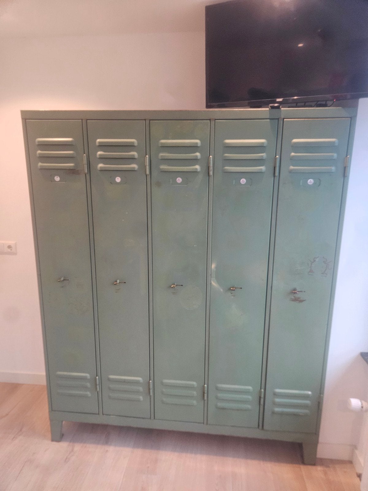 Vintage Industriële Lockerkast - Groen Metaal, Ophalen of Verzenden, Gebruikt, Industrieel