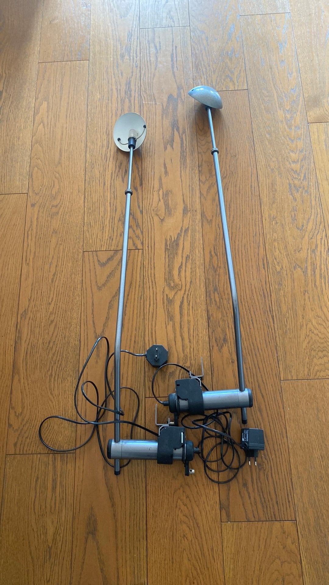 Twee Auping Bedlampen, grijs hamerslag, met touchknop, Overige merken, Gebruikt, Zilver, Ophalen
