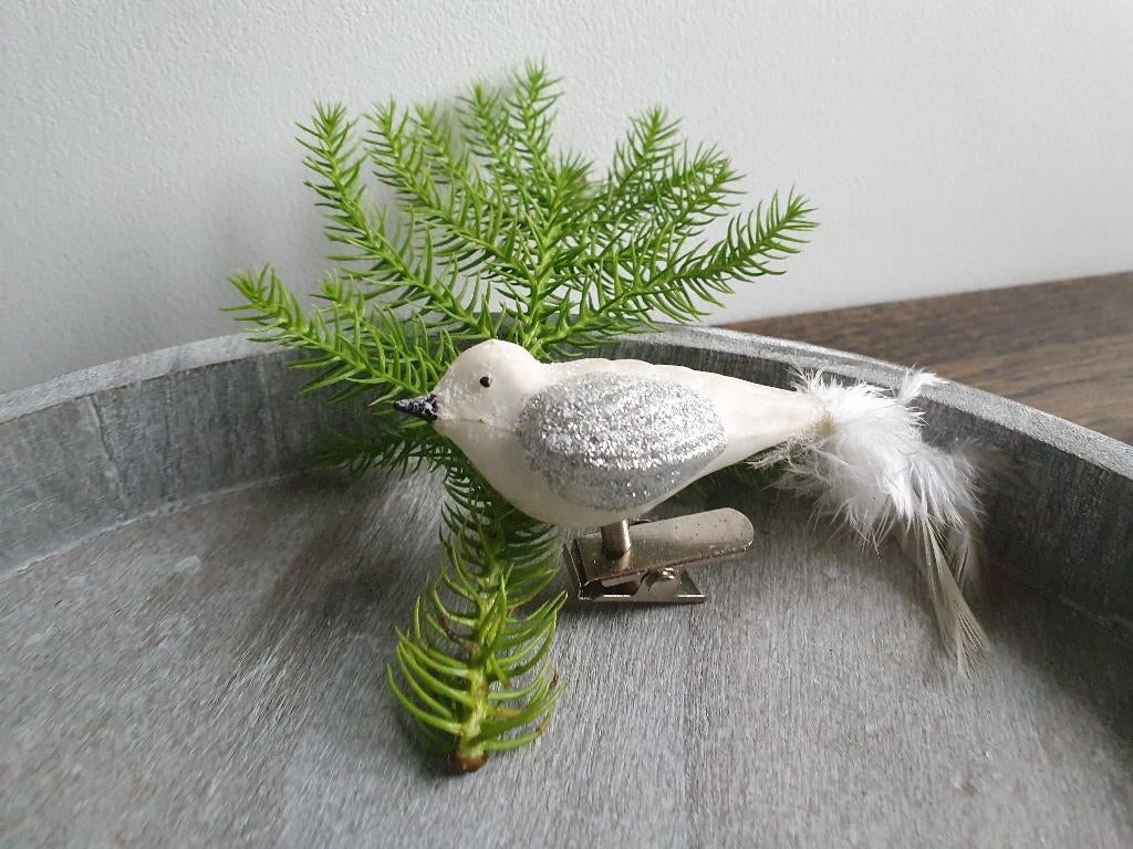 Vintage kerstbal vogeltje op clip 198, Diversen, Kerst, Gebruikt, Ophalen of Verzenden
