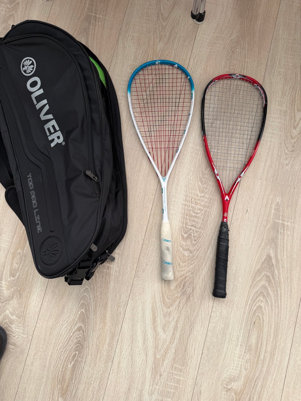 Squash set: 2 rackets, Oliver tas - Zo goed als nieuw, Ophalen, Zo goed als nieuw, Racket, Overige merken