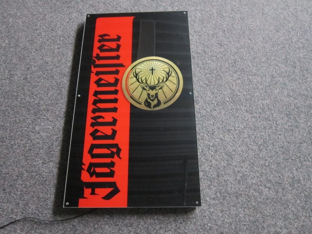 JAGERMEISTER LED LICHTRECLAME, Verzamelen, Merken en Reclamevoorwerpen, Ophalen, Nieuw, Lichtbak of (neon) lamp