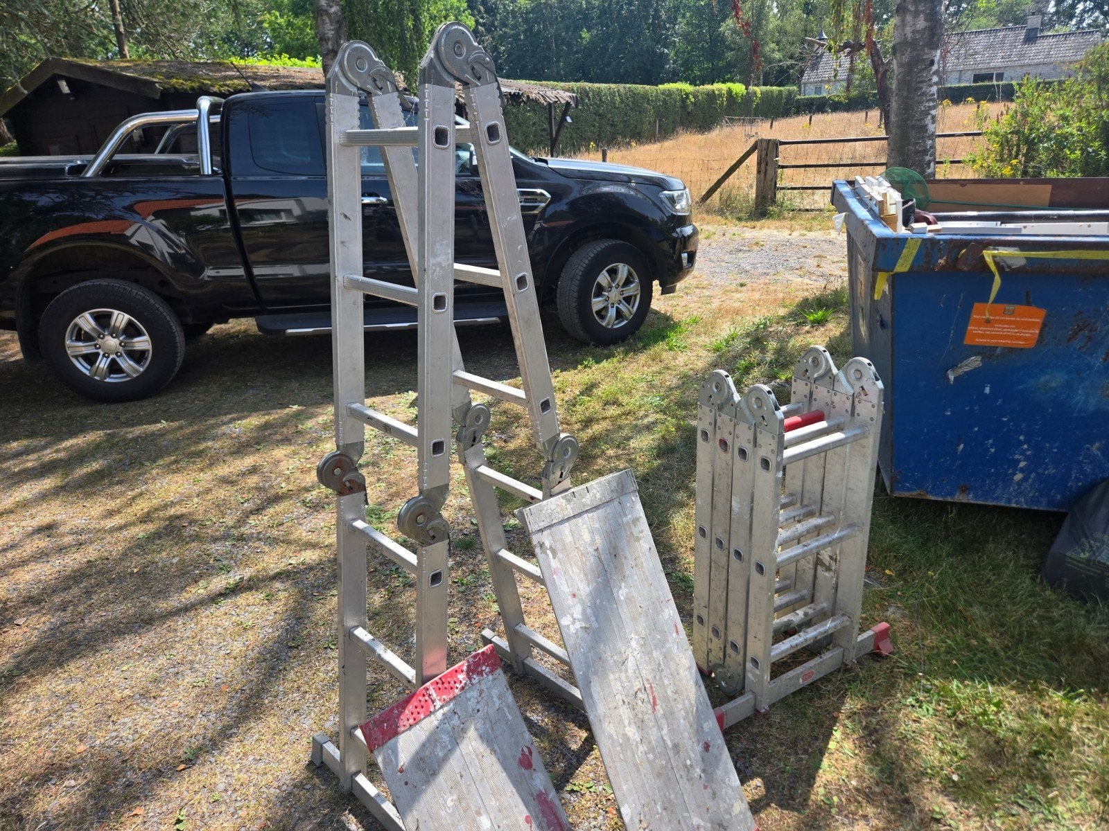 Multifunctionele aluminium ladder met platform, Ophalen, Gebruikt