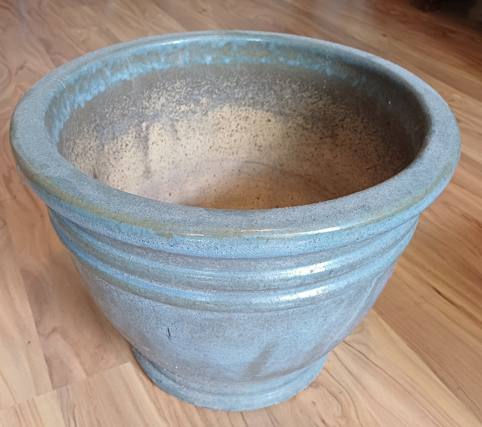 Mooie blauwgrijze bloempot van aardewerk, Ophalen, Gebruikt, 40 cm of meer, Rond