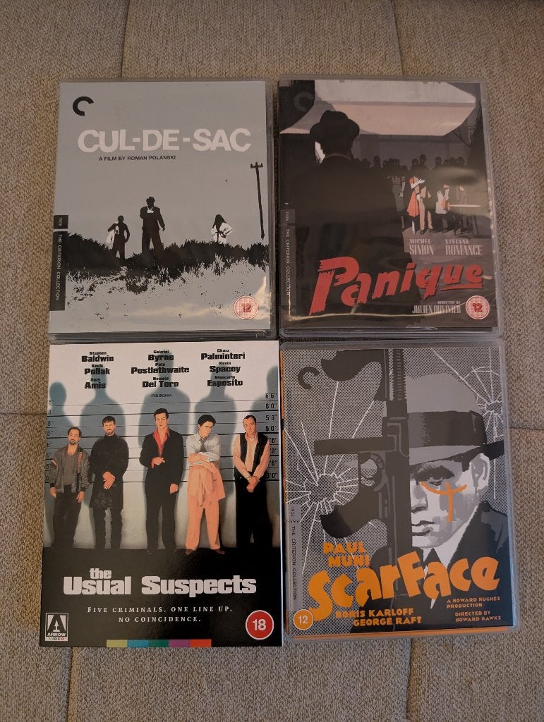Criterion, Panique, Scarface, The Usual Suspects, Cul de sac, Ophalen of Verzenden, Zo goed als nieuw