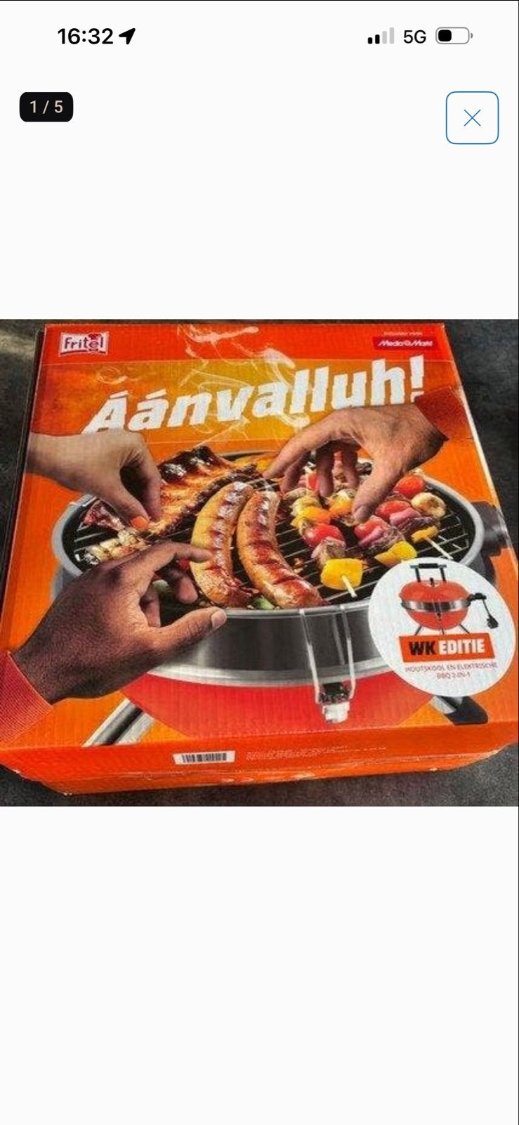Fritel Barbecue op kolen en elektrisch - WK Editie, Ophalen of Verzenden, Nieuw