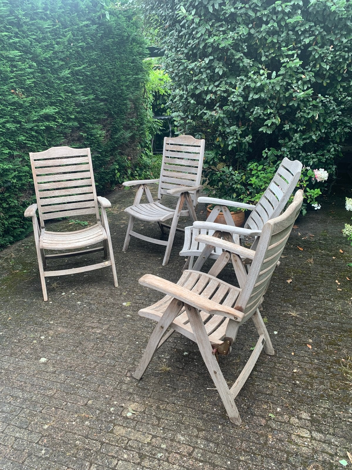 4x Teakhouten tuinstoelen  Oriental Garden in ÉÉN koop.TEAB, Ophalen, Gebruikt, Teakhout, Inklapbaar