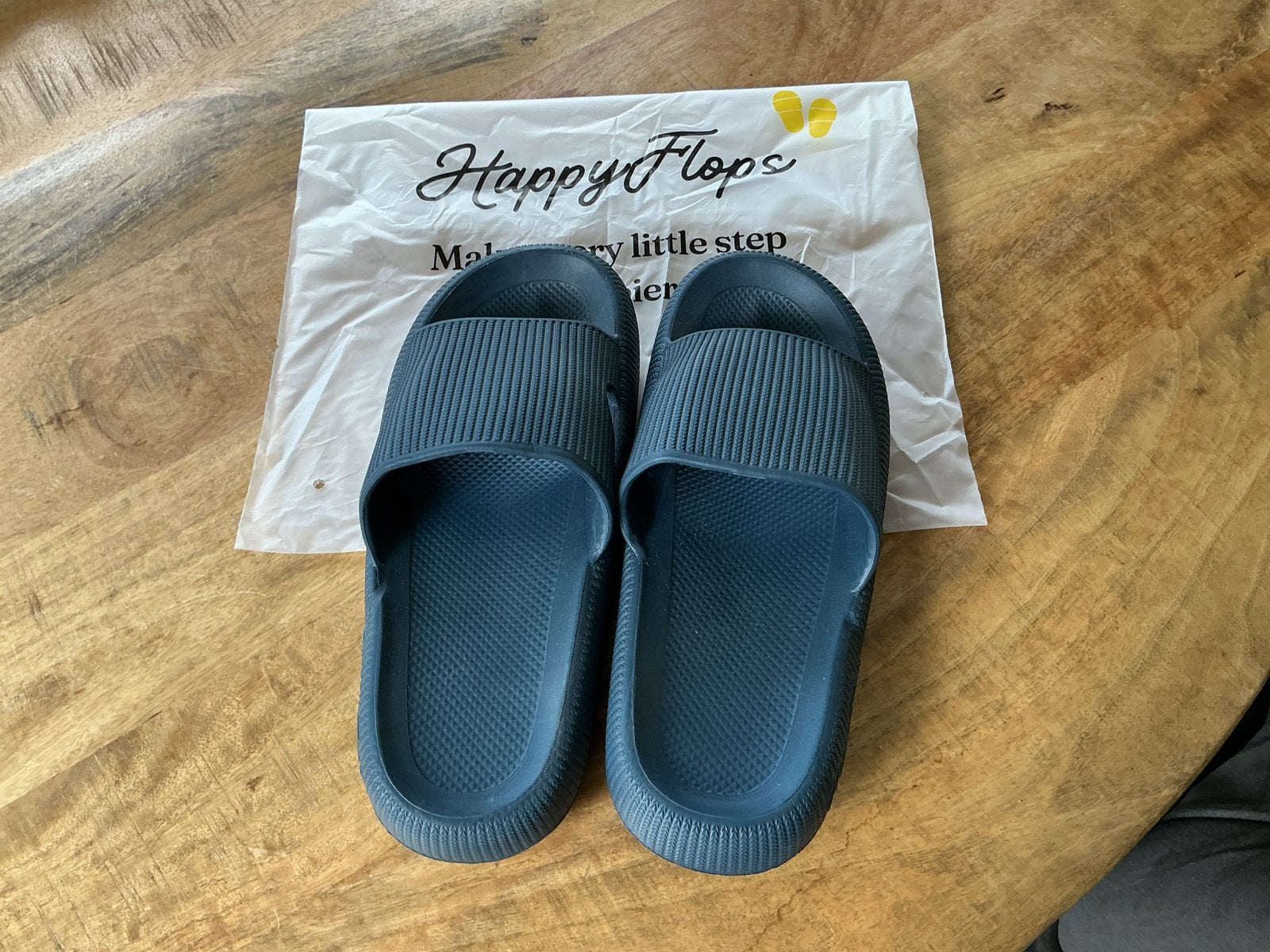HappyFlops Comfortabele Badstof Slippers - Blauw, Slippers, Blauw, Ophalen of Verzenden, Zo goed als nieuw