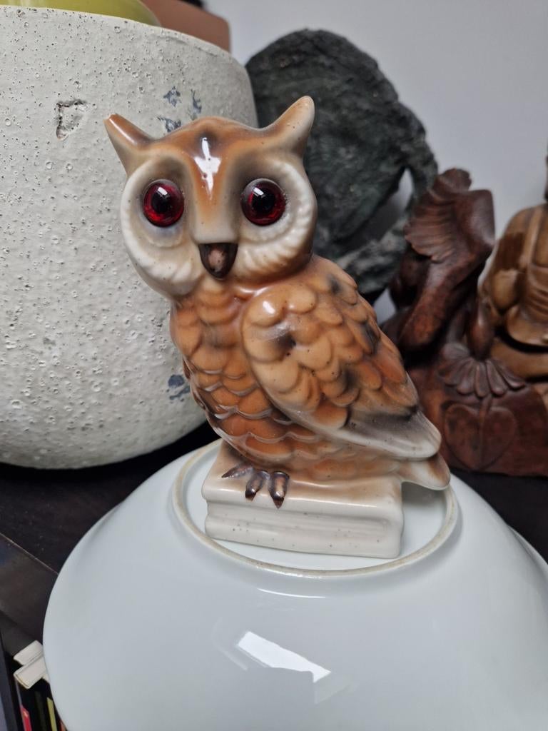 Vintage Uil Lampje - Charmante Keramische Tafellamp, Antiek en Kunst, Ophalen of Verzenden
