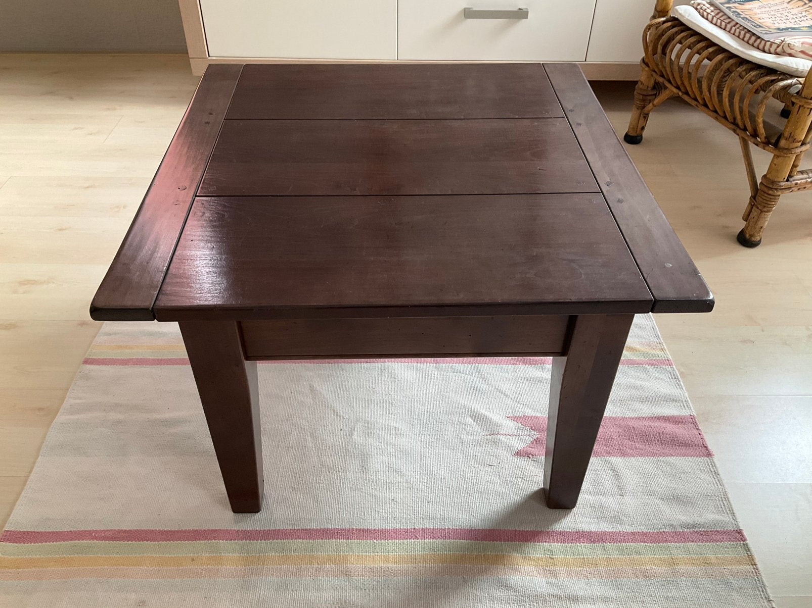 Massief houten stoere kwaliteits tafel. 70x70 cm. Zgan, 50 tot 100 cm, Vierkant, Zo goed als nieuw, 5 – 50