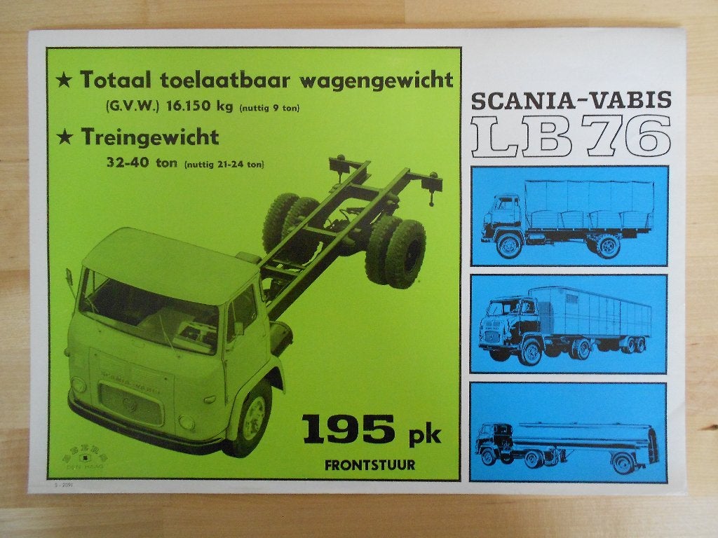 Scania Vabis LB76 ca 1964 Brochure LB 76 4x2, Ophalen of Verzenden, Zo goed als nieuw, Overige merken, Scania