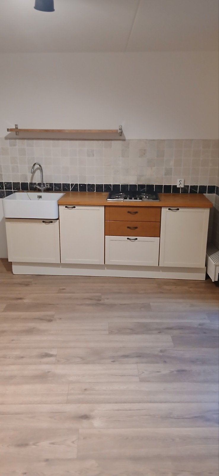 Complete keuken met spoelbak en kookplaat, Ophalen, Gebruikt, Enkelwandige keuken, Hout