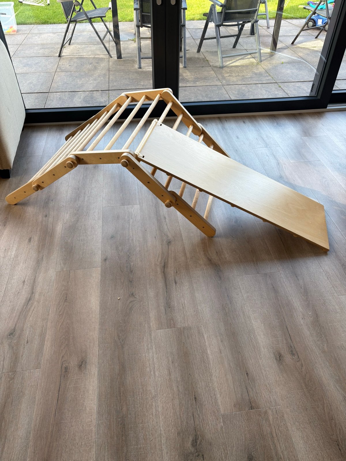 Houten Klimrek met Glijbaan/Klimwand izgs, Ophalen, Zo goed als nieuw, Glijbaan, Aanbouwonderdeel