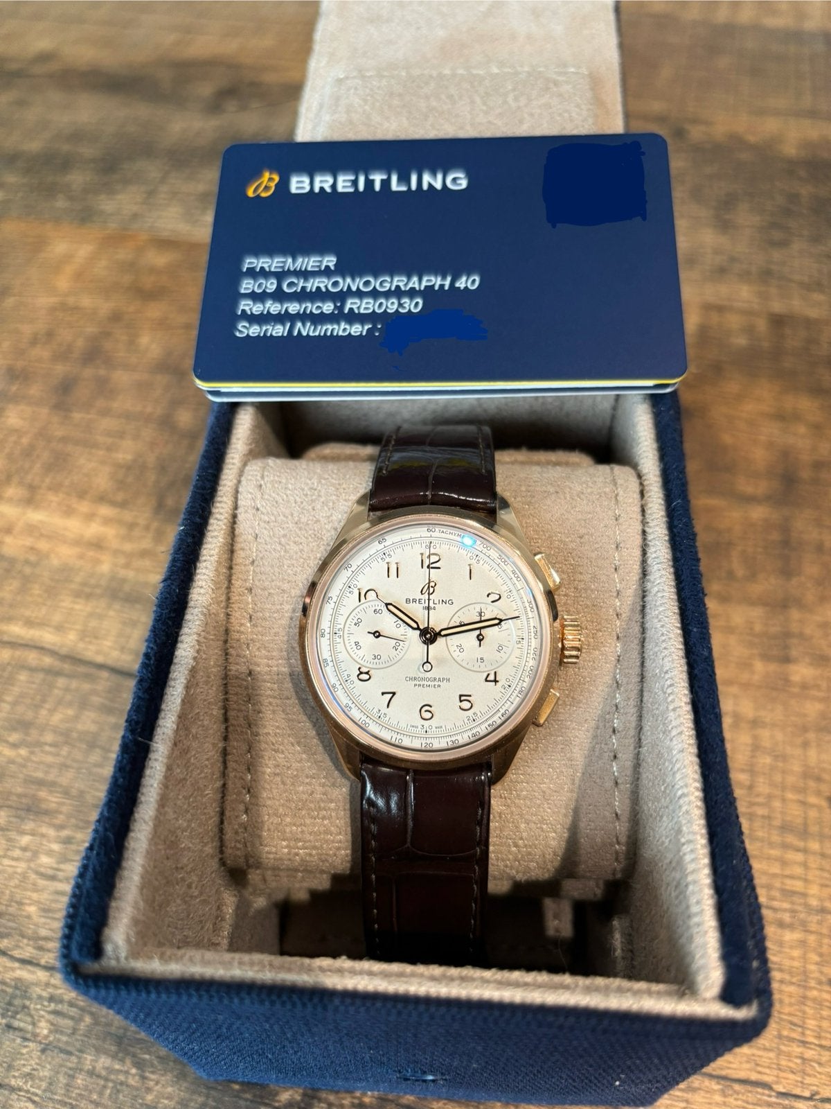 Breitling Premier Rose goud, Leer, Breitling, Polshorloge, Nieuw